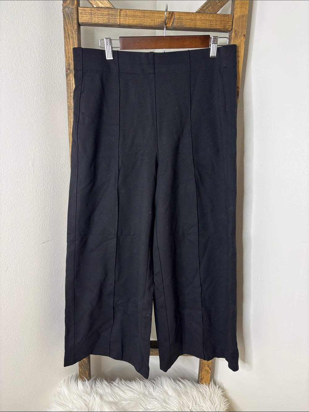Jones New York Black Wide-Leg Slacks with Front Seams Size XL